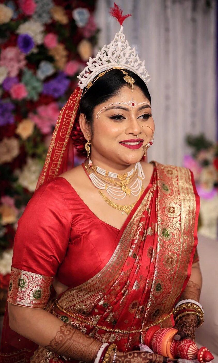 Bridal makeup with traditional crown